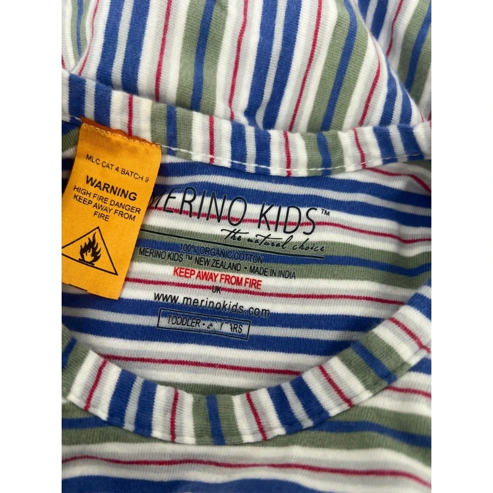 Merino Kids Organic Cotton Go Go Bag Sleep Sack 0.5 TOG Striped Toddler 2-4Y